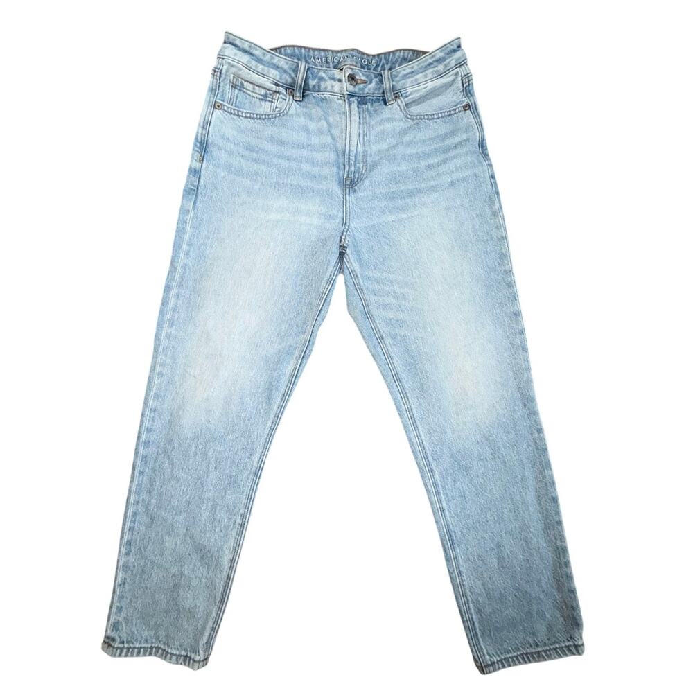 American Eagle Strigid Mom Jean Tapered Light Wash Denim Jeans Womens 8 Short